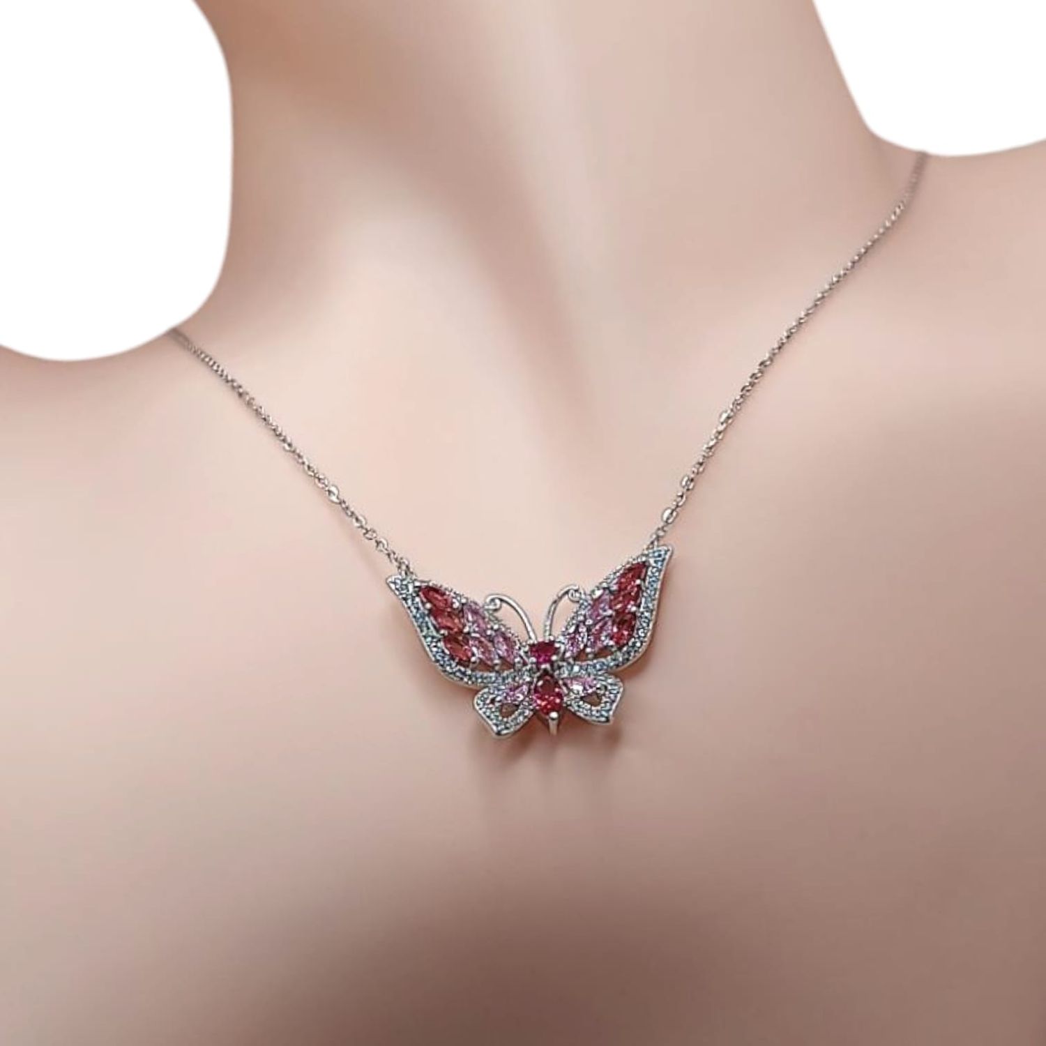 GARGANTILLA 16&quot; MARIPOSA PLATA .925