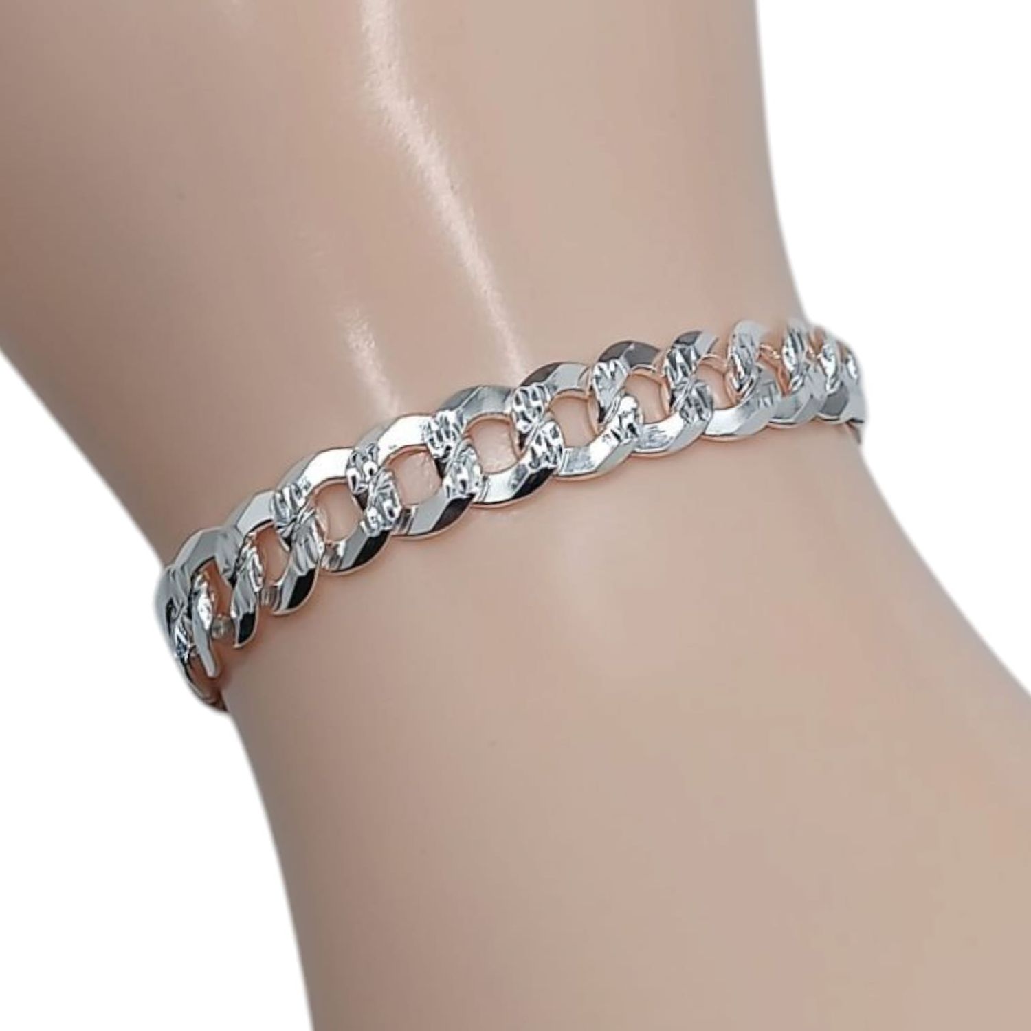 PULSERA CUBANA 7&quot; 7.5 MM PLATA .925
