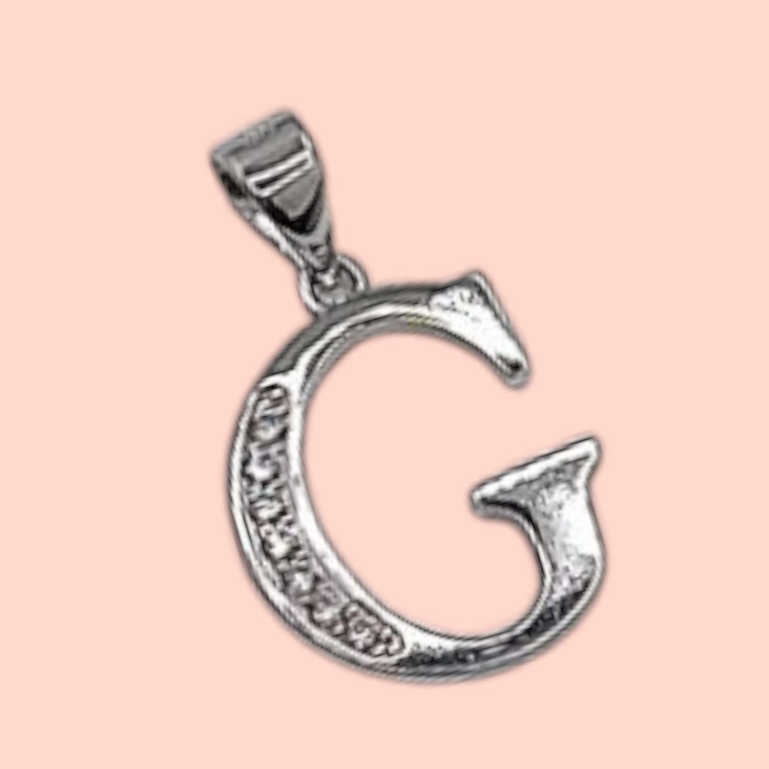 DIJE LETRA G CON MINI CZ 2 CM LARGO TOTAL PLATA .925