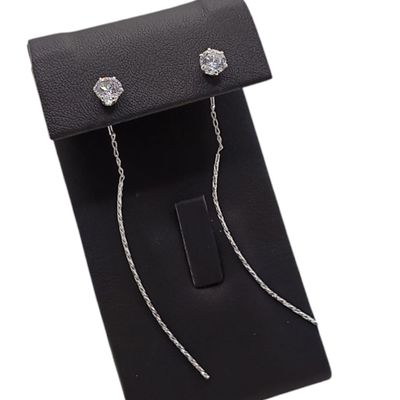 Arete Violador con circonia. largo de 5.5 cm. plata .925