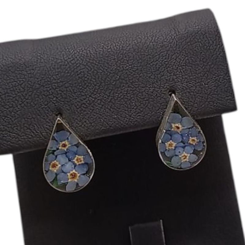 ARETE NATURALEZA MUERTA EN GOTA 1.5 CM PLATA .925