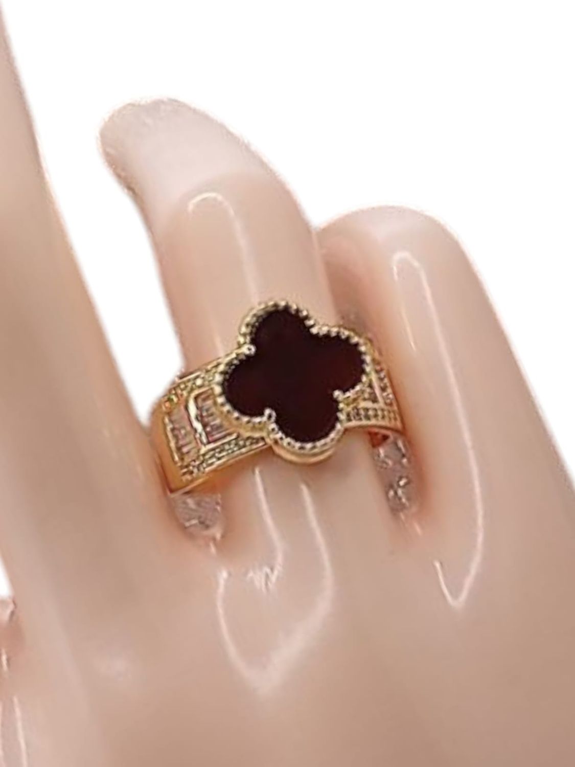 ANILLO TREBOL CHAPA ROSA PLATA .925