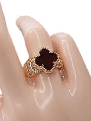 ANILLO TREBOL CHAPA ROSA PLATA .925