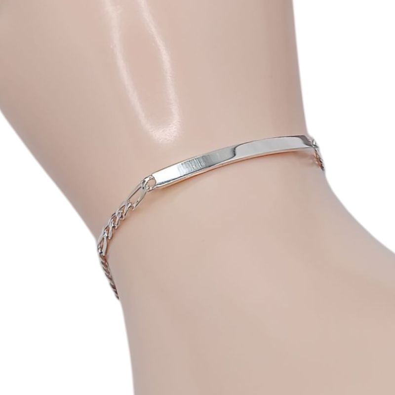 PULSERA FIGARO CON PLACA 5.5&quot; 3 MM PLATA .925