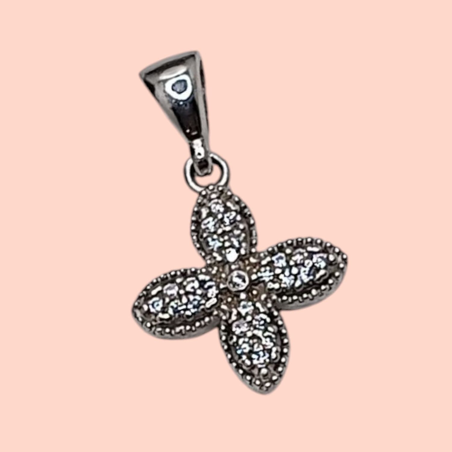 DIJE FLOR 2.2 CM LARGO TOTAL PLATA .925