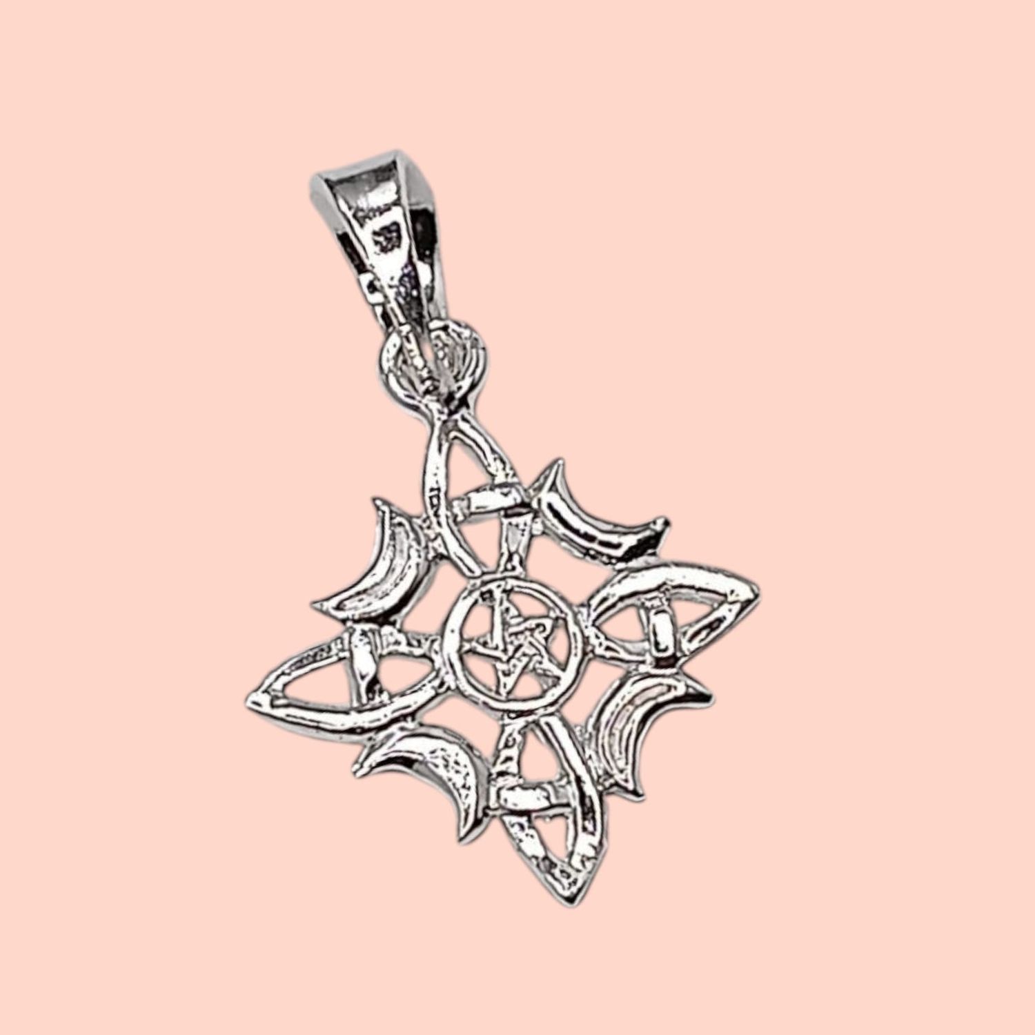 DIJE NUDO DE BRUJA  CON ESTRELLA  2.5 CM PLATA .925