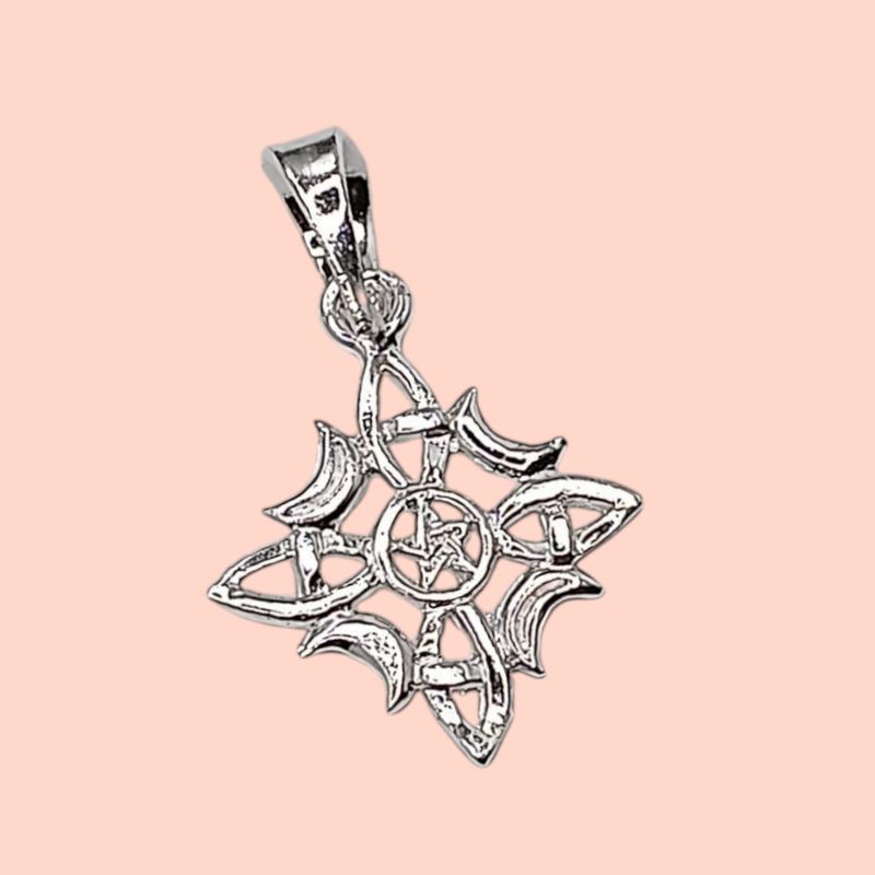 DIJE NUDO DE BRUJA  CON ESTRELLA  2.5 CM PLATA .925