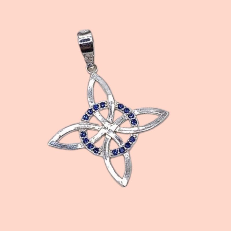 DIJE NUDO DE BRUJO CZ AZUL M 3.5 CM LARGO TOTAL PLATA .925