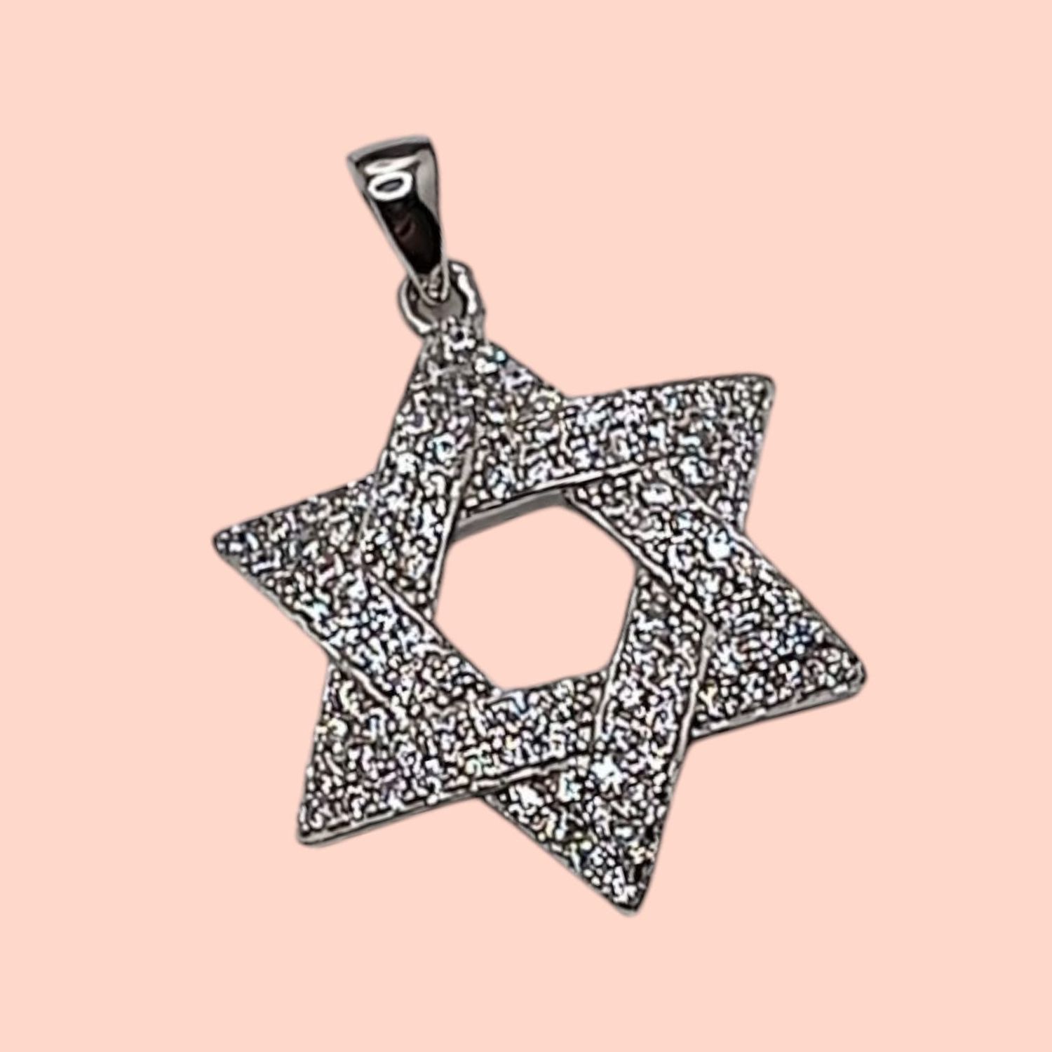 DIJE ESTRELLA DE DAVID CON MINI CZ 2.5 CM PLATA .925