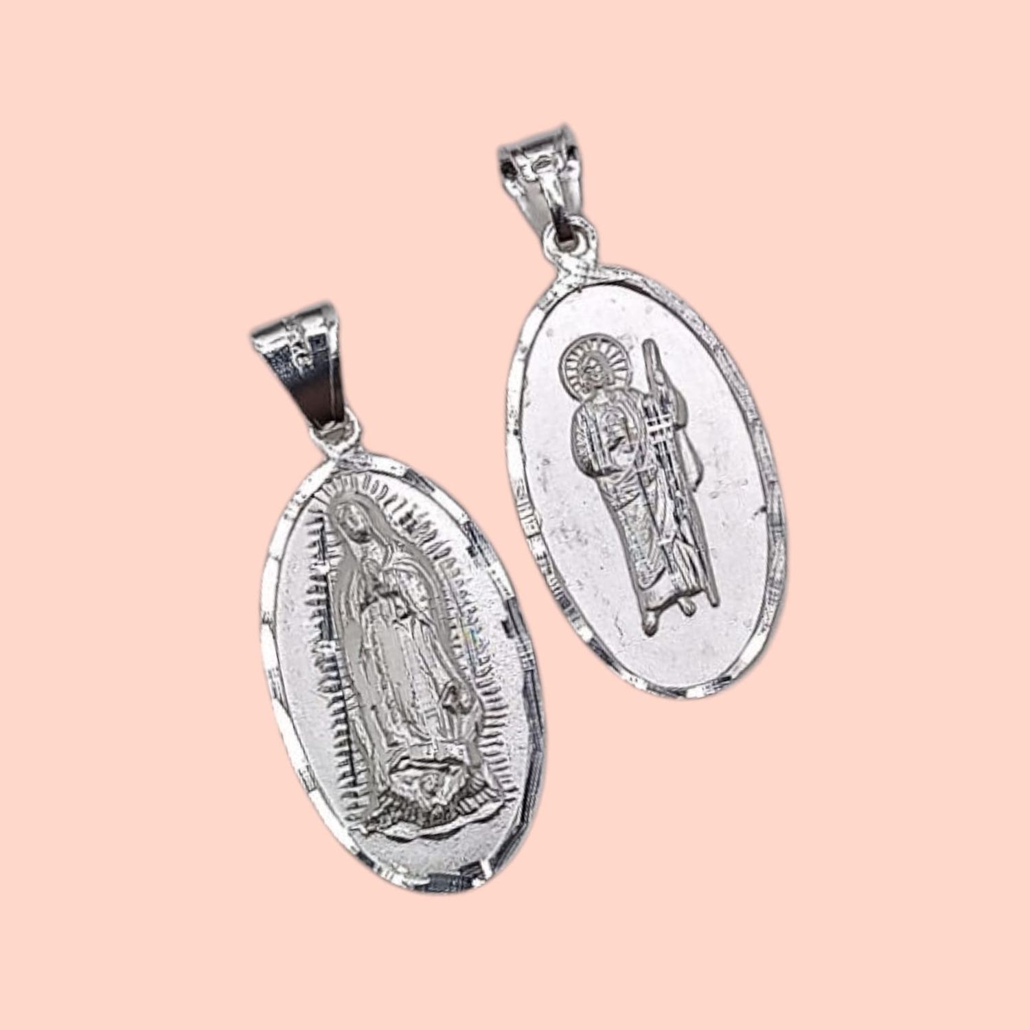 MEDALLA ESCAPULARIO V DE GPE Y SAN JUDAS T 3.5 CM, PLATA .925