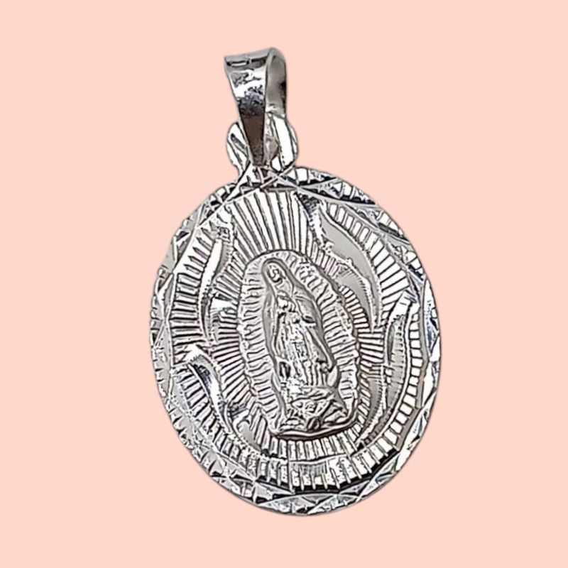MEDALLA V DE GUADALUPE OVALADA 2.5 CM, PLATA .925