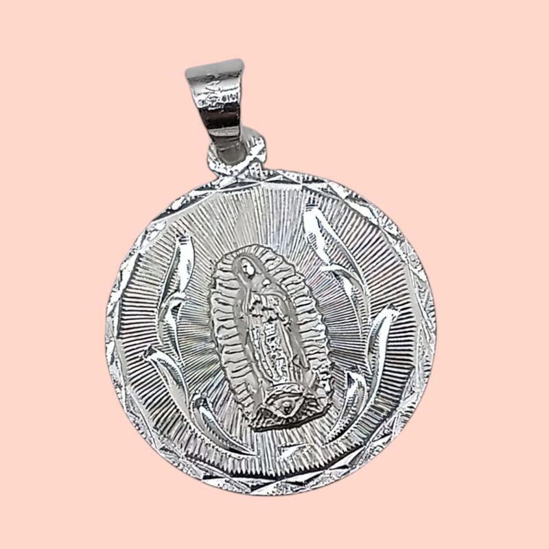 MEDALLA V DE GUADALUPE REDONDA 3.5 CM, PLATA .925