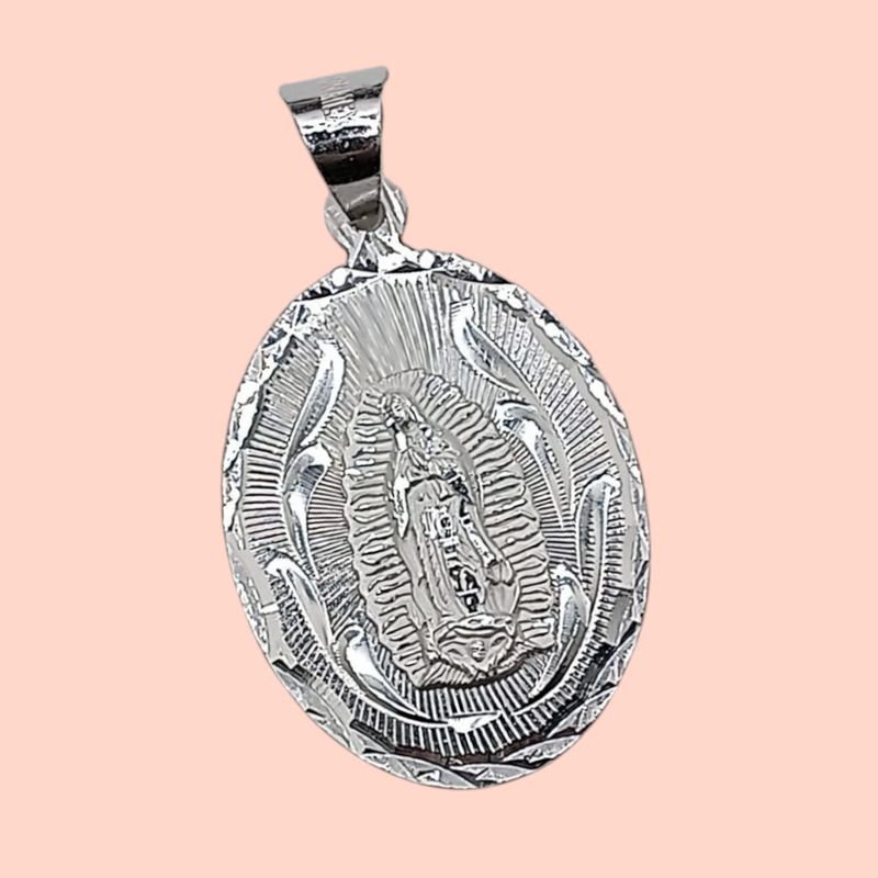 MEDALLA V DE GUADALUPE OVALADA 4 CM PLATA .925