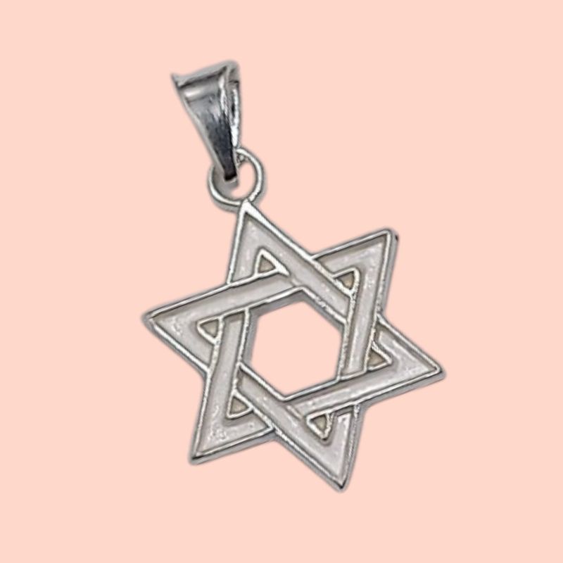 DIJE ESTRELLA DE DAVID 3.5 CM LARGO TOTAL CON ASA, PLATA .925