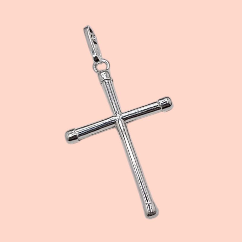DIJE CRUZ LISA 5.5 CM PLATA .925