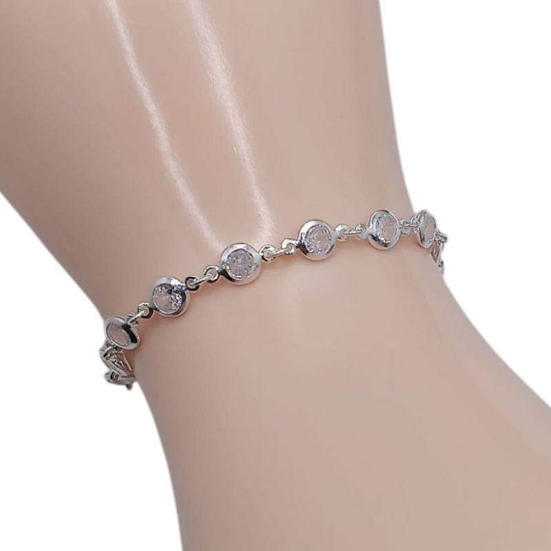 PULSERA CZ BLANCA 7&quot; PLATA .925
