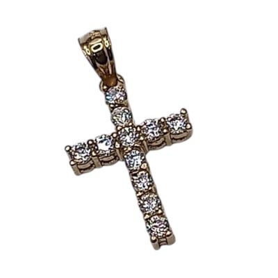 DIJE CRUZ CON CZ 2 CM LARGO TOTAL CON ASA ORO 14K