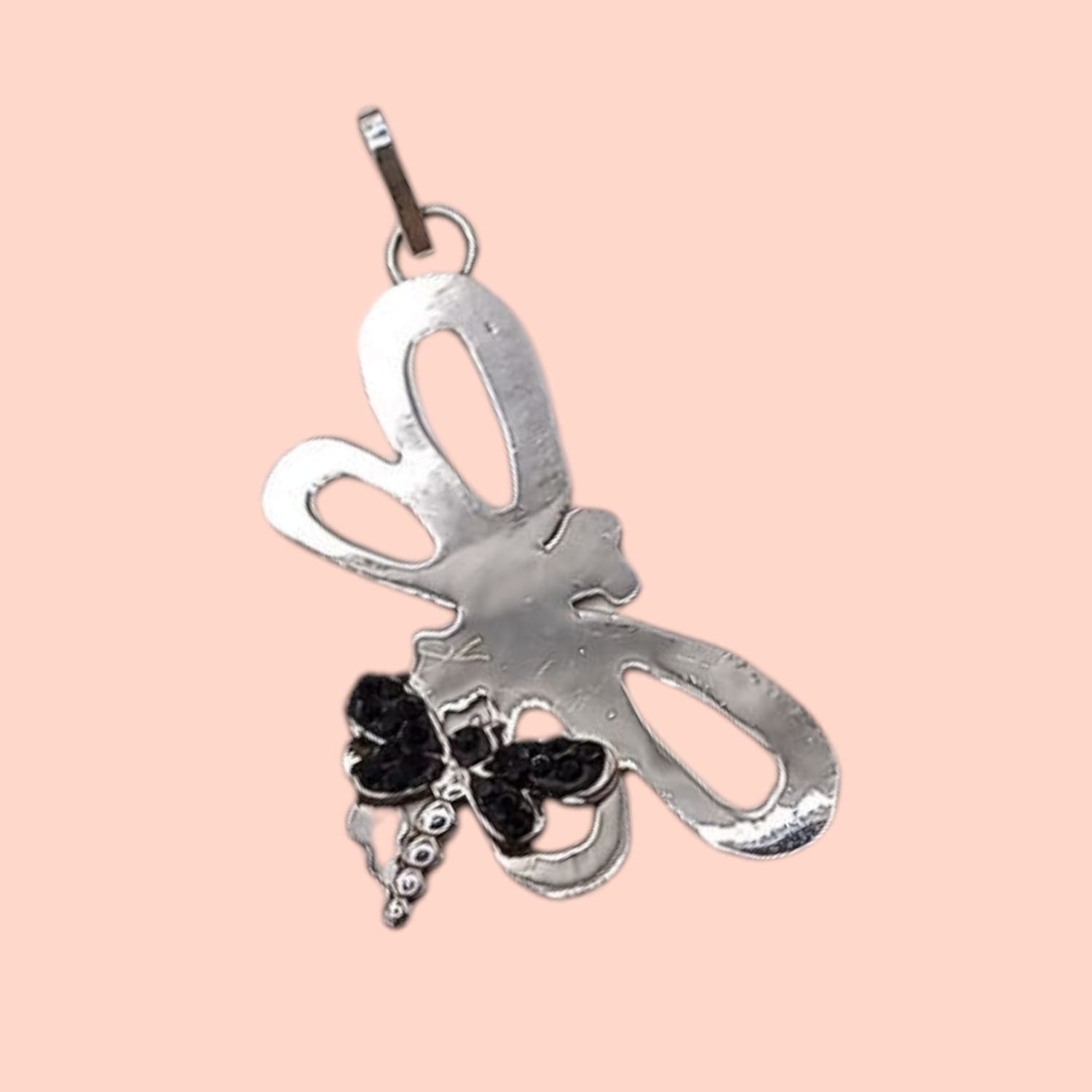 DIJE LIBELULA NEGRA 4.5 CM, PLATA .925