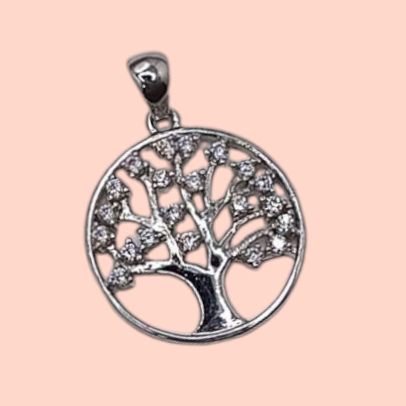 DIJE ARBOL DE LA VIDA CON CZ, 2 CM PLATA .925