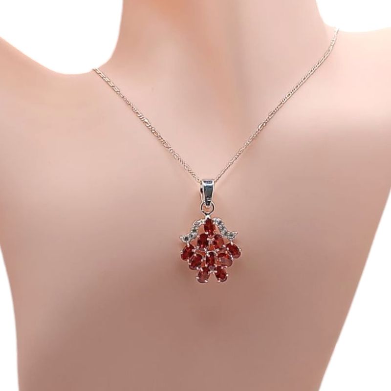 GARGANTILLA 18&quot; CON DIJE CZ COLOR GRANATE 3.5 CM LARGO, PLATA .925