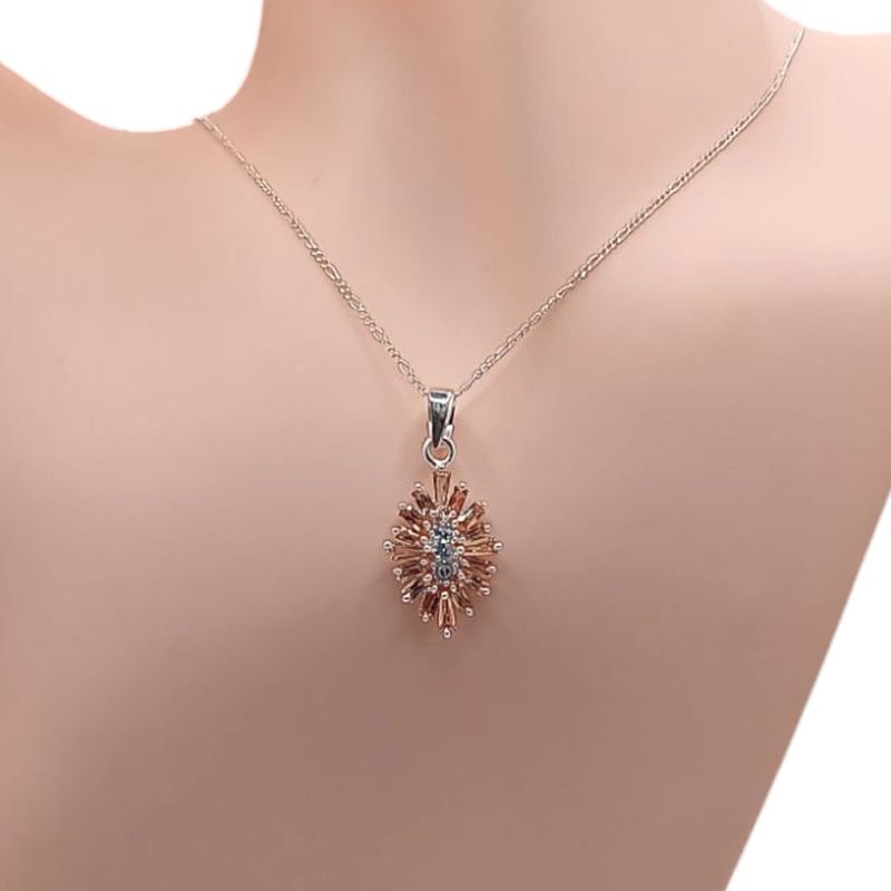 GARGANTILLA 18&quot; DIJE CZ COLOR AMBAR 3 CM. PLATA .925