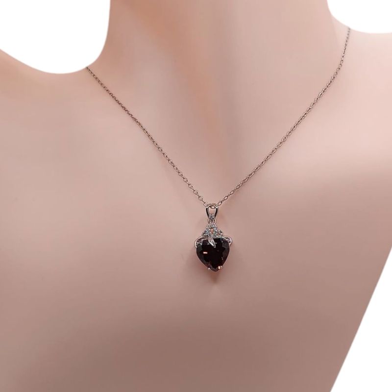GARGANTILLA 17&quot; CORAZON CZ ROJA, AJUSTABLE  PLATA .925