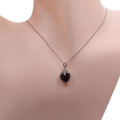GARGANTILLA 17&quot; CORAZON CZ ROJA, AJUSTABLE  PLATA .925