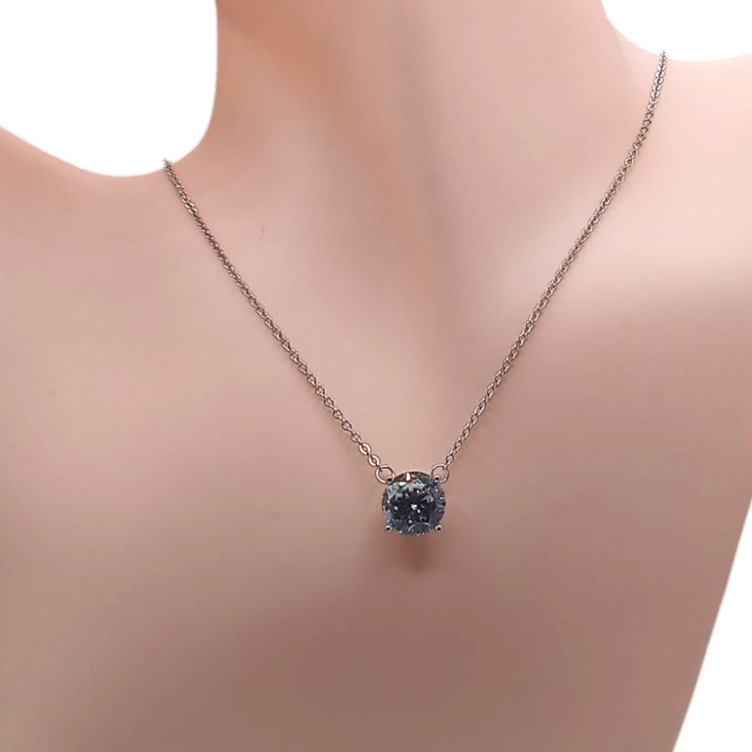 GARGANTILLA 18&quot; DIJE CZ BLANCA, PLATA .925