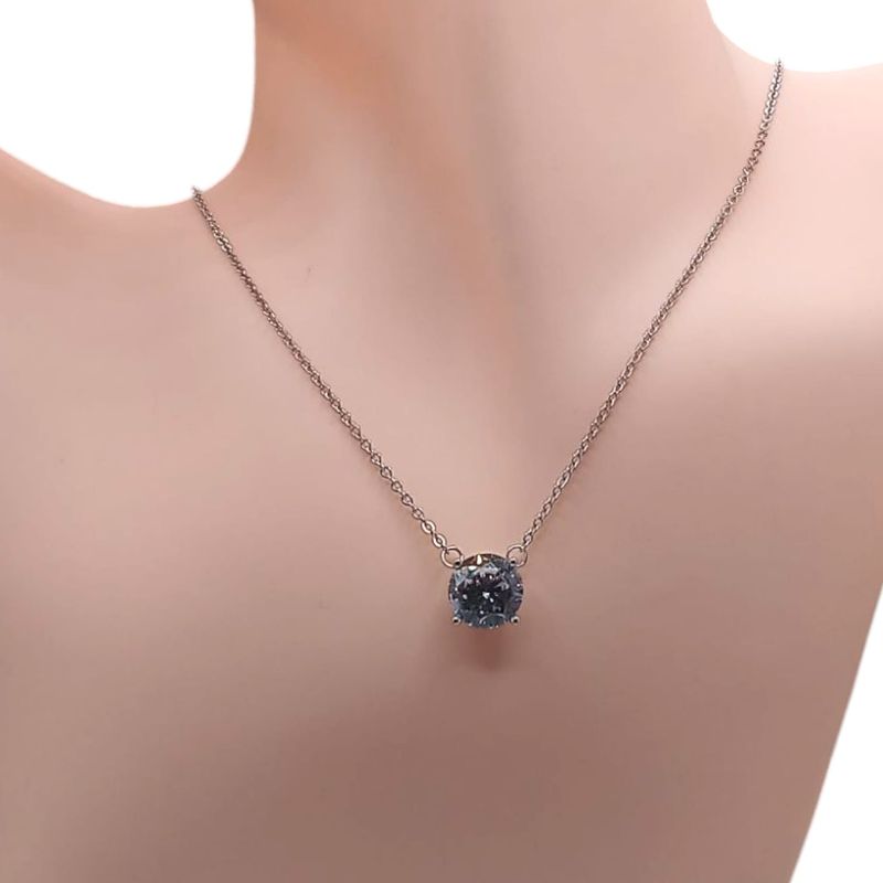 GARGANTILLA 18&quot; DIJE CZ BLANCA, PLATA .925