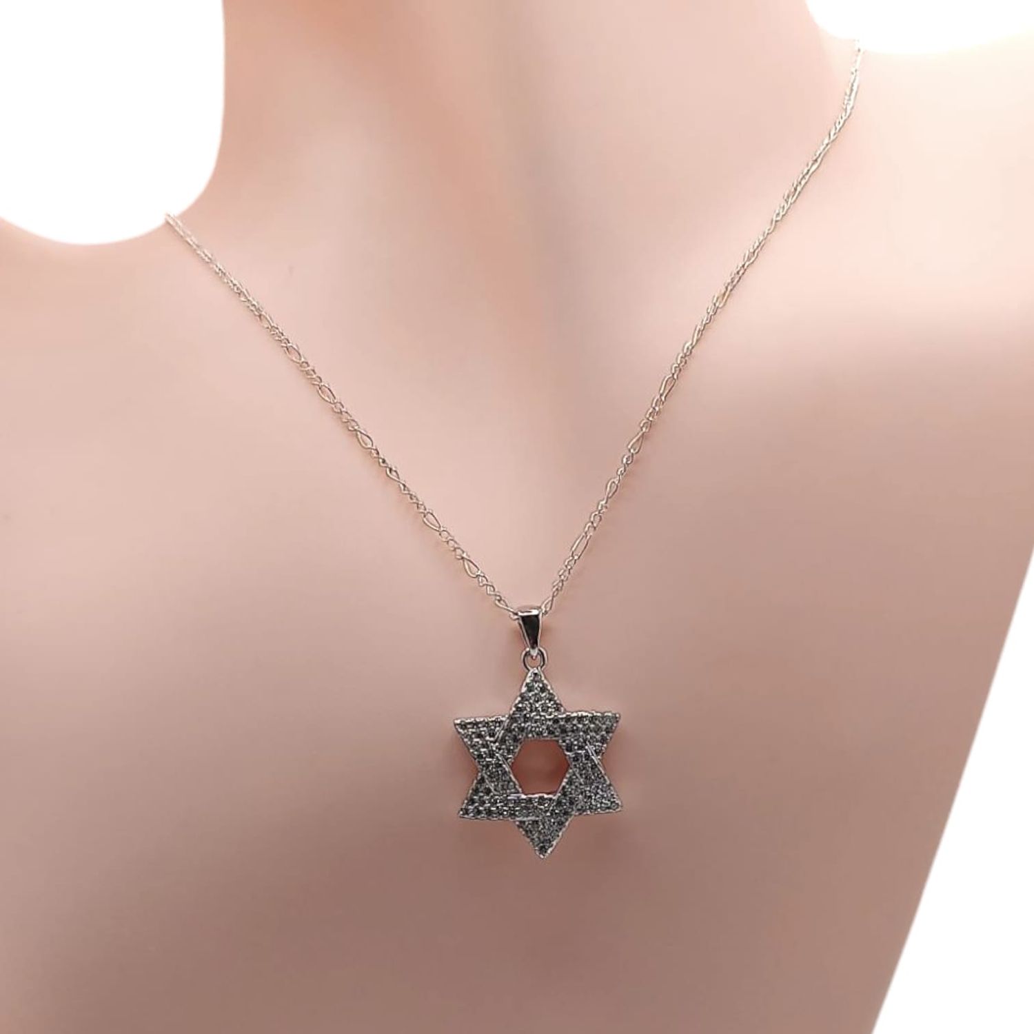 GARGANTILLA 17&quot; DIJE ESTRELLA CON MINI CZ, PLATA .925