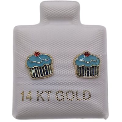 BLUEBERRY MUFFIN STUD EARRINGS 14K GOLD