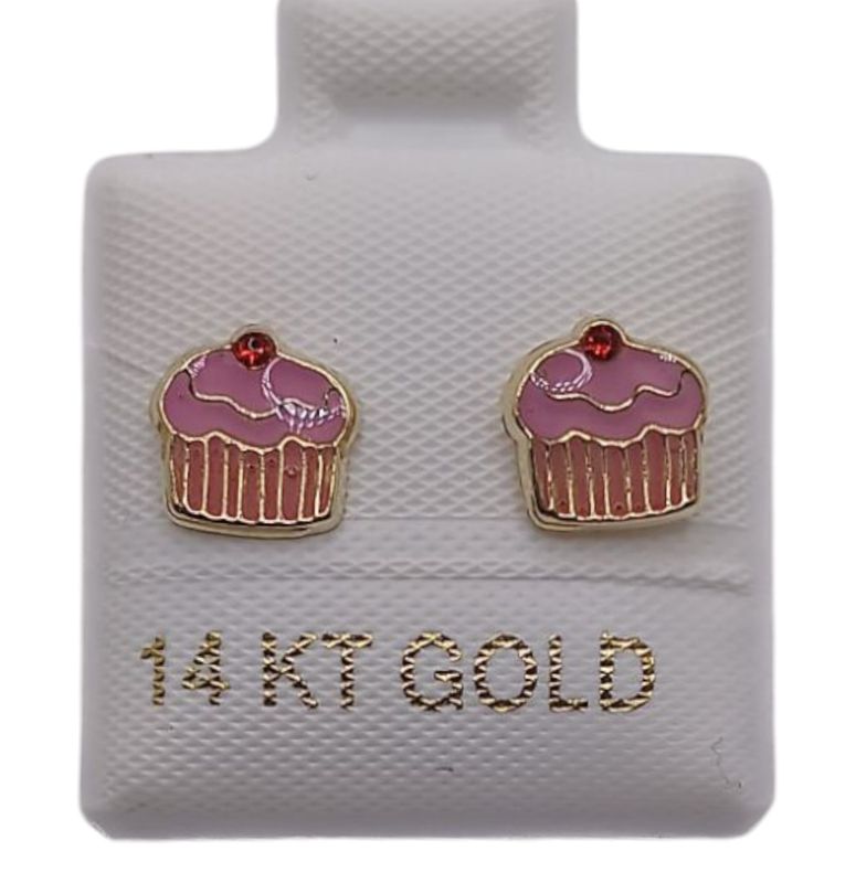 BROQUEL MUFIN DE FRESA ORO 14K