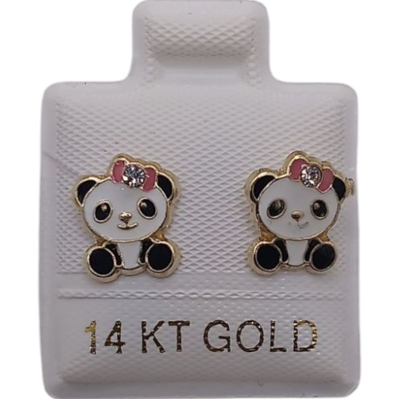 BROQUEL OSITA PANDA ESMALTADO ORO 14K