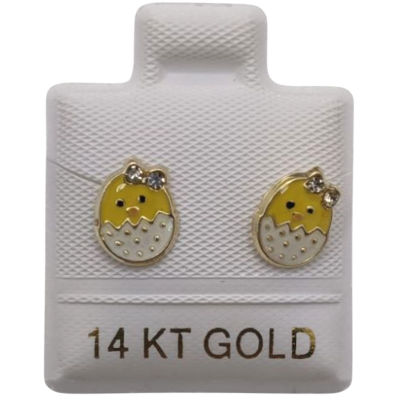 BROQUEL HUEVITO POLLITO ORO 14K