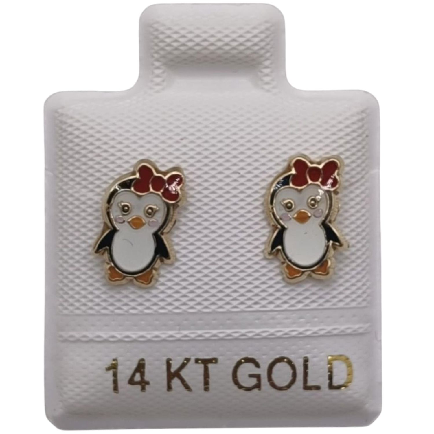 BROQUEL PINGUINITA ESMALTADO ORO 14K