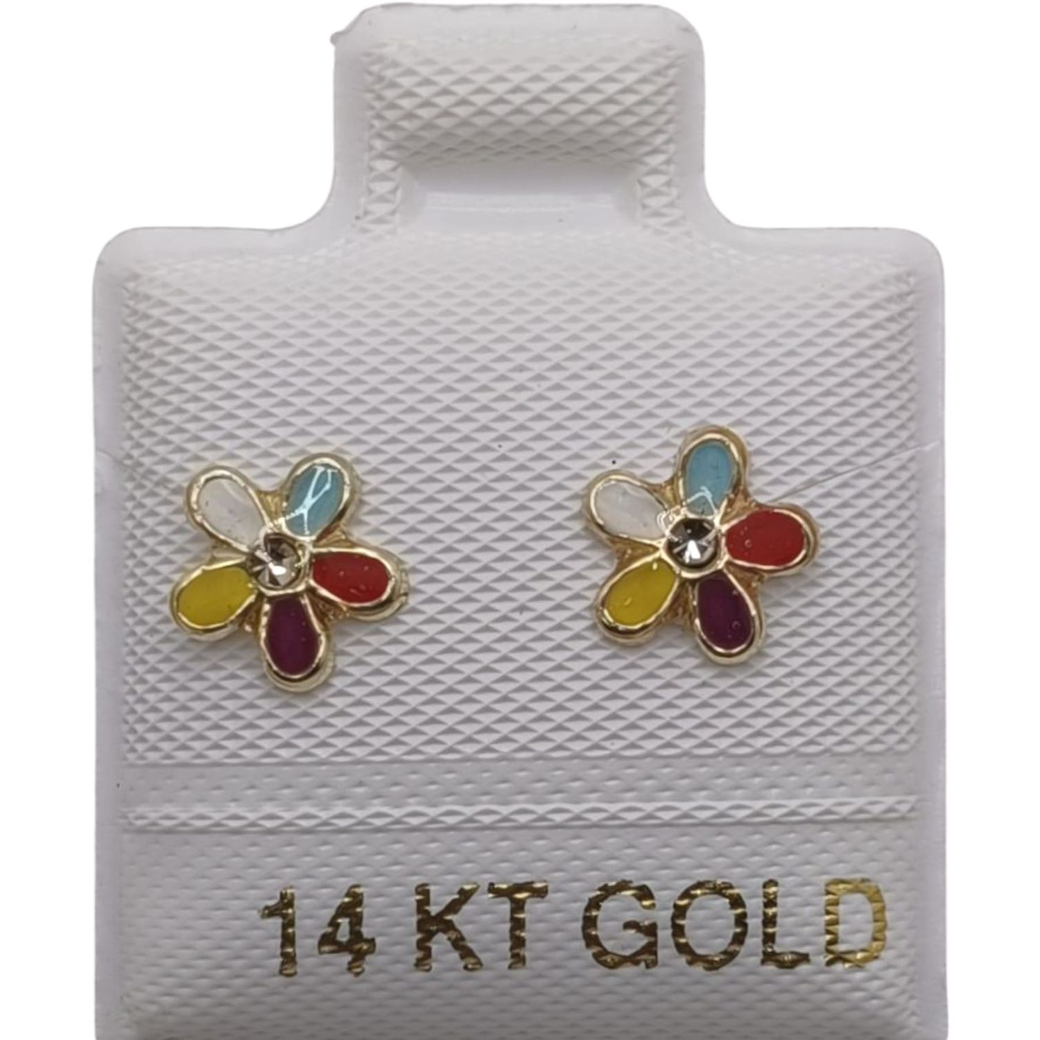 BROQUEL FLOR 5 PETALOS MULTICOLOR ORO 14K