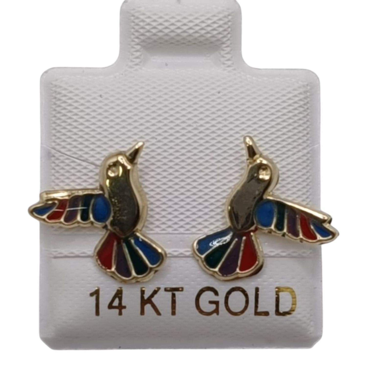 BROQUEL COLIBRI ARCOIRIS ORO 14K