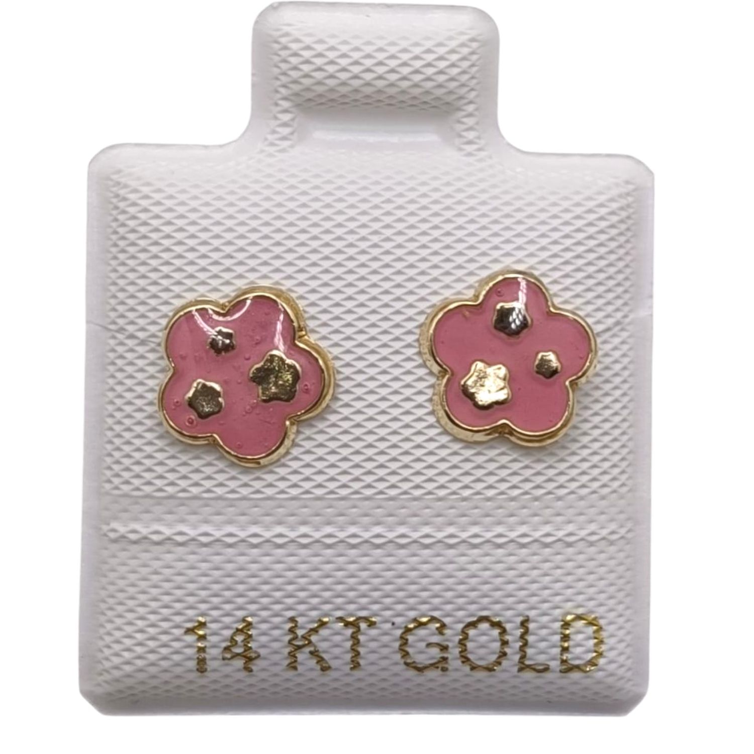 BROQUEL FLOR TRIPLE ROSA ORO 14K