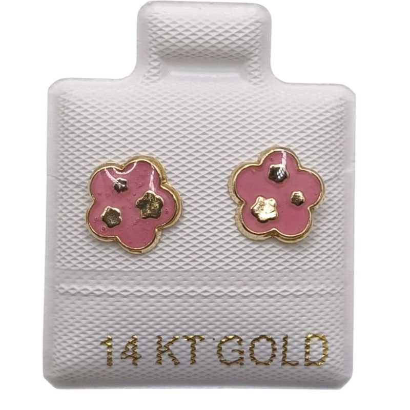 BROQUEL FLOR TRIPLE ROSA ORO 14K
