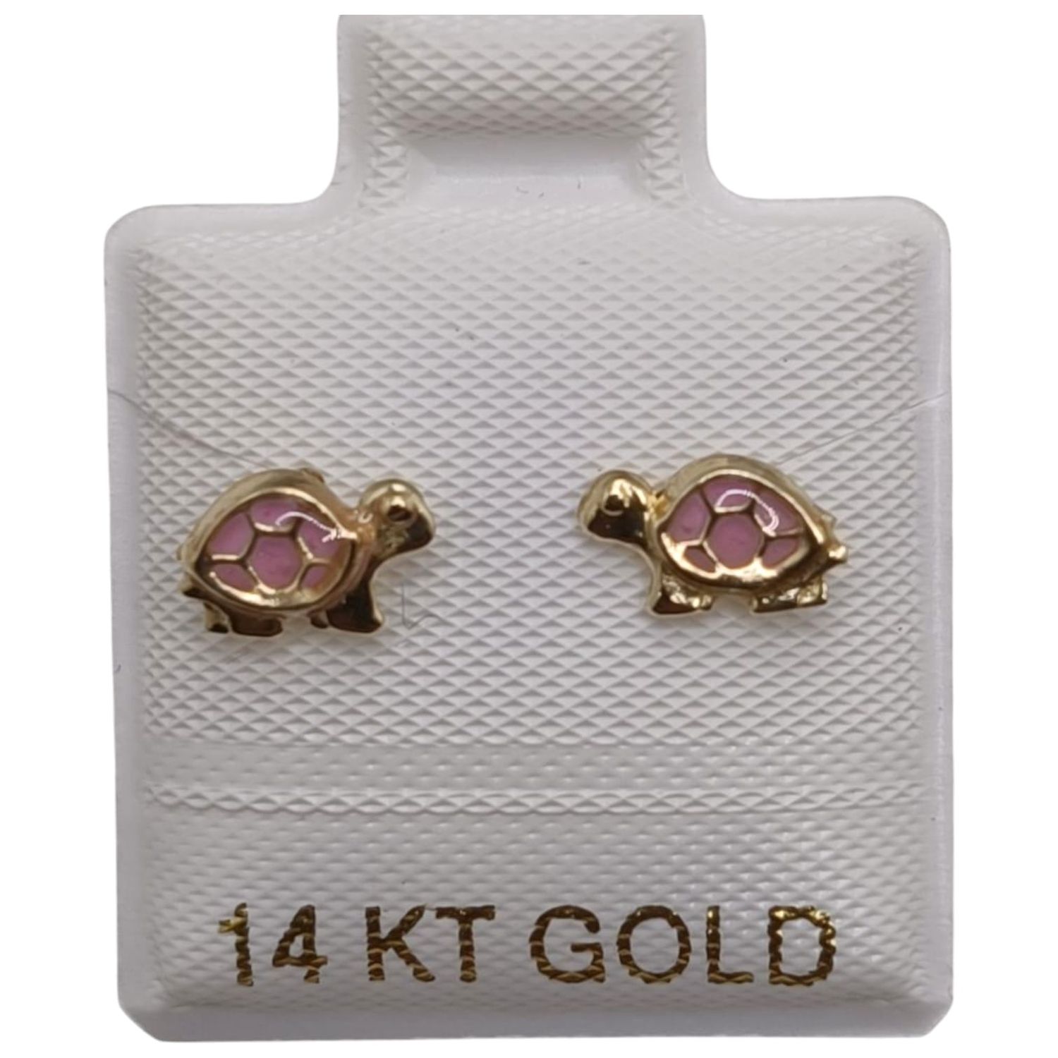 BROQUEL TORTUGUITA  ROSA ORO 14K