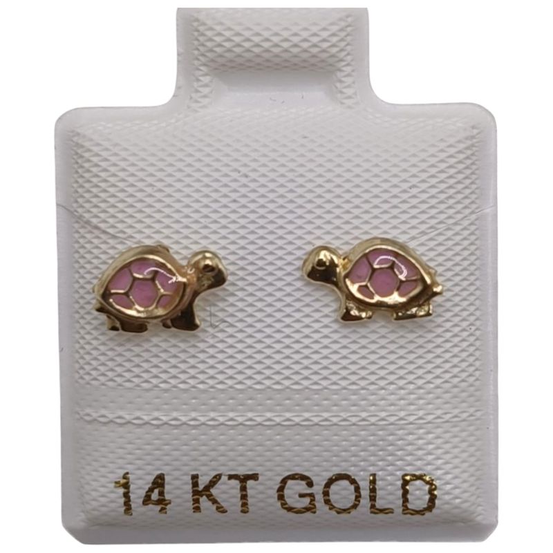 BROQUEL TORTUGUITA  ROSA ORO 14K