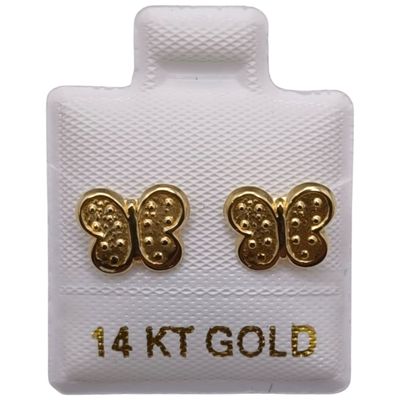 BROQUEL MARIPOSA PUNTOS  BROCHE BOLITA ORO 14K