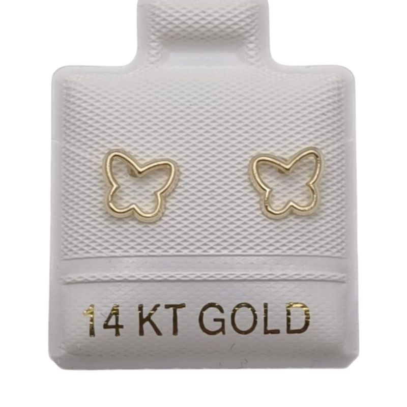 BROQUEL MARIPOSA SILUETA ORO 14K