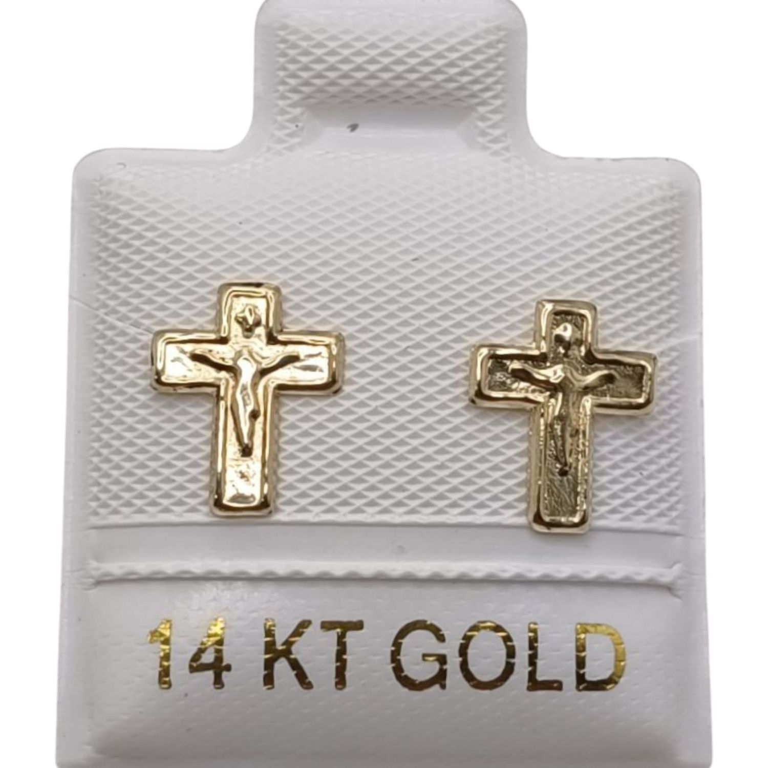 BROQUEL CRUZ CON CRISTO ORO 14K.