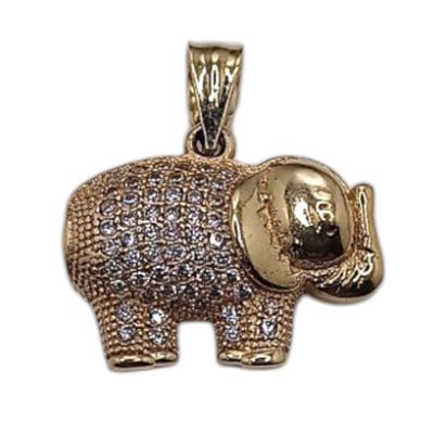 DIJE ELEFANTE CON MINI CZ ORO 14K