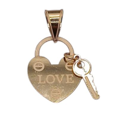 DIJE CORAZON 3.5 CM LARGO ORO 14K