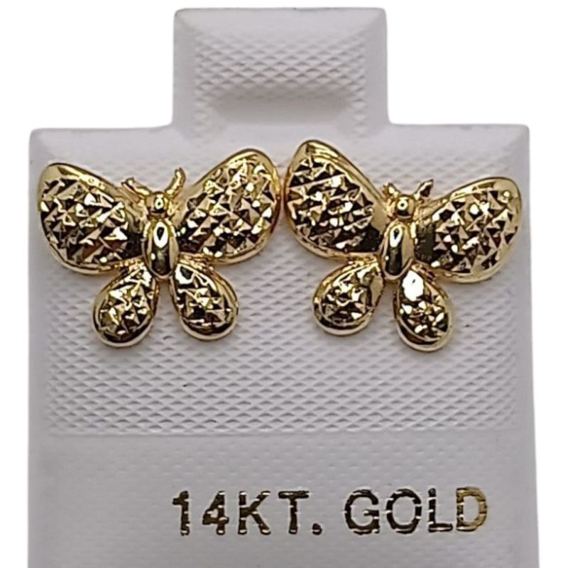 ARETE MARIPOSA CALADA BROCHE MARIPOSA, ORO 14K