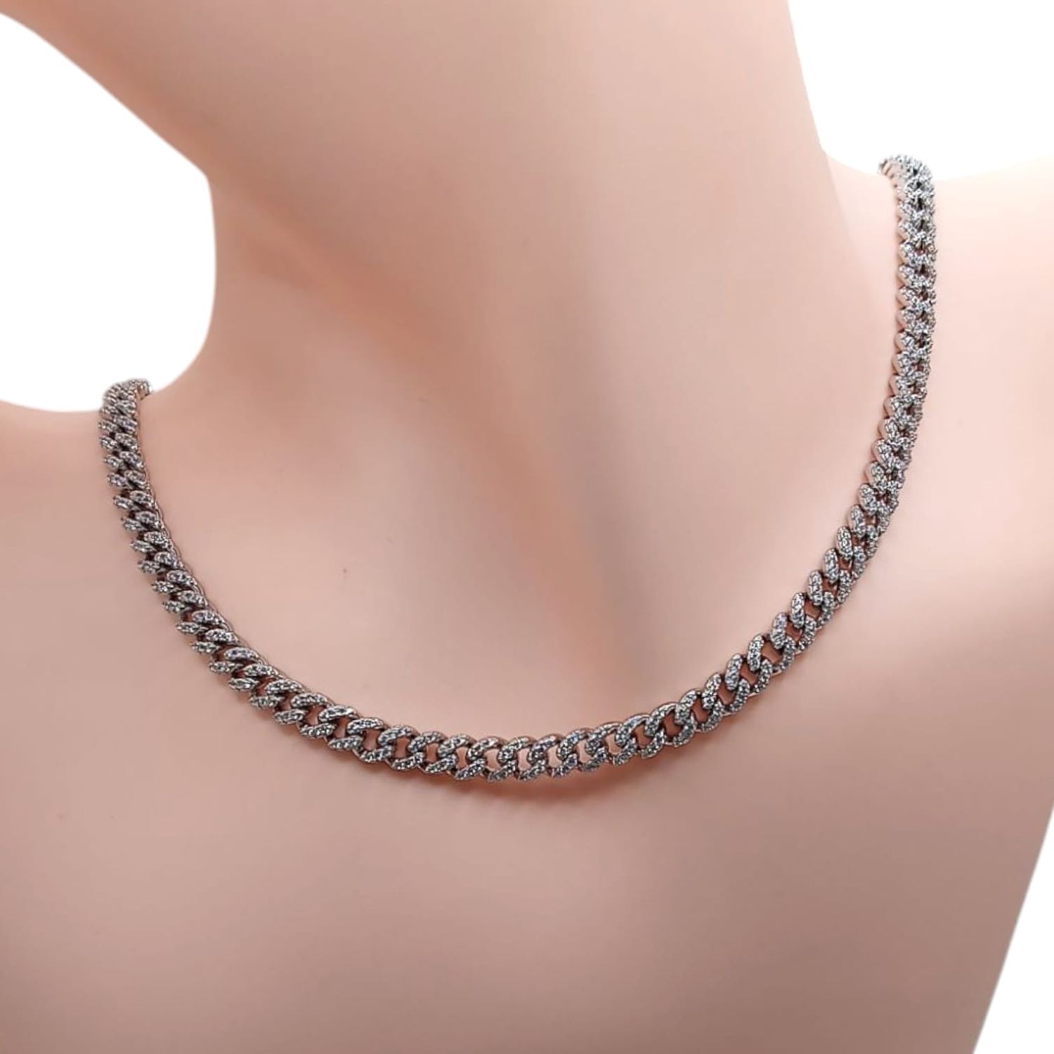 CADENA BABY MONACO CZ, 20&quot; 5mm PLATA .925