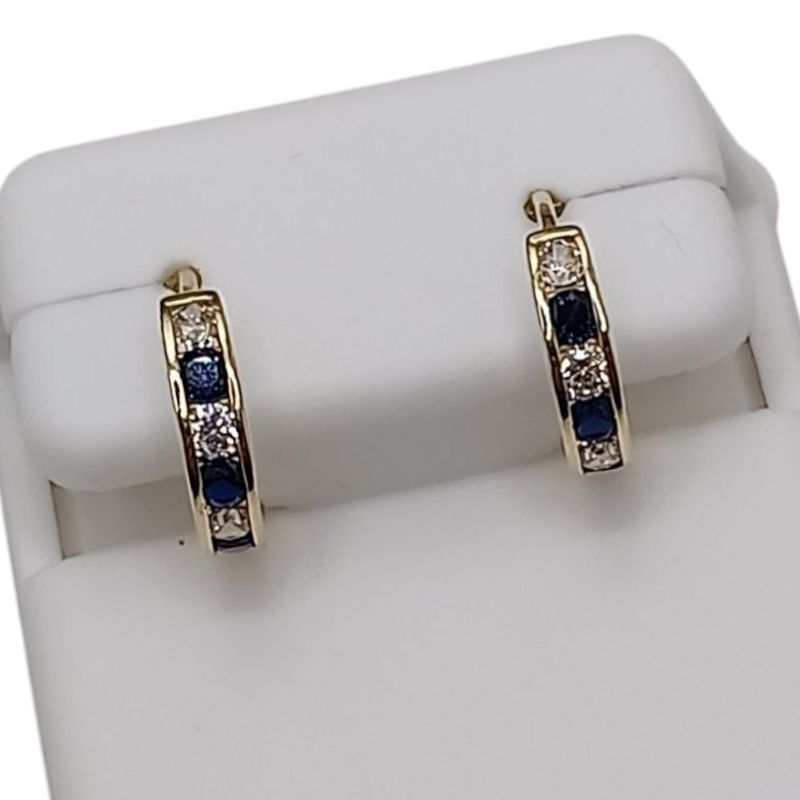 HUGGUI CON CZ BCA Y NAVY, 1 CM ORO 14K