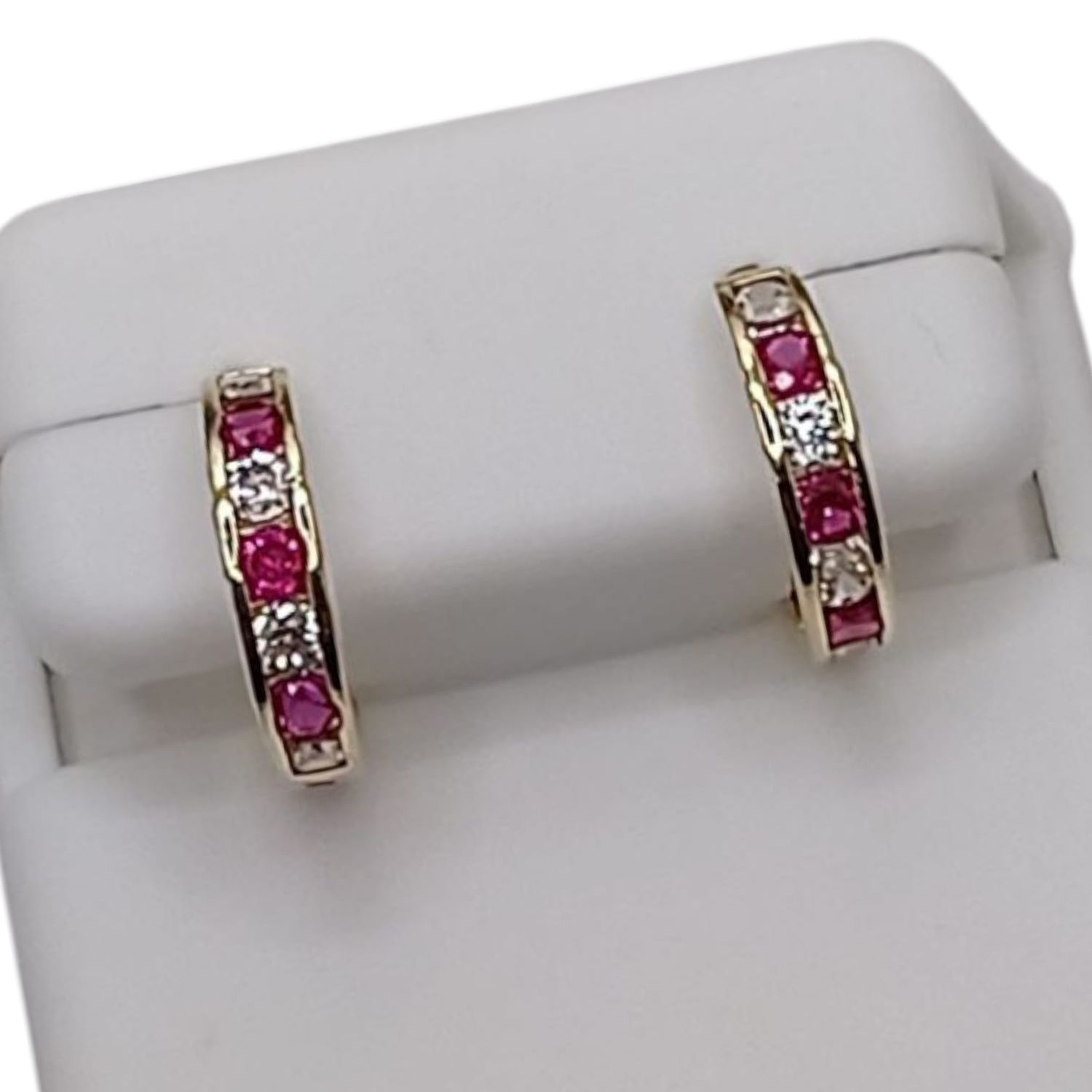 HUGGUI CZ ROJA Y BCA 1 CM, ORO 14K